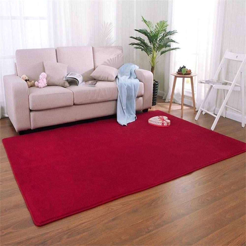Grand tapis salon moderne rouge 100x200 LUNEZY tapis chambre enfant moelleux antidérapant