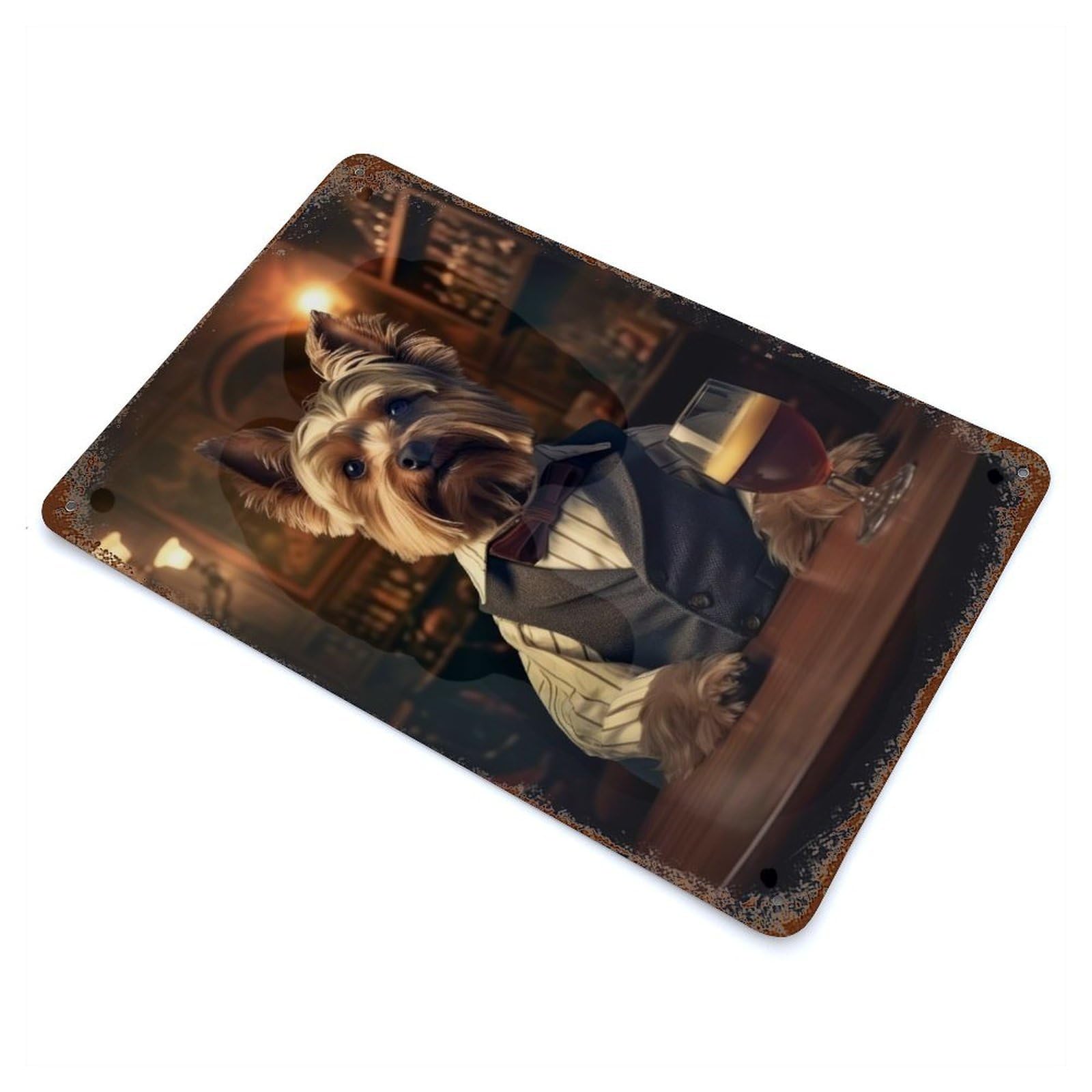 Yorkshire Terrier in Pub Retro Metal Sign 11.8"x7.9", Classic Wall Plaque for Garage, Pub Or Kitchen