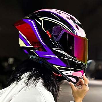 Motorcycle Full Face Helmets DOT ECE for Men Women with Visor Insert Gloves Mask Street Racing Helmet(Q4B,XL(61-62cm))