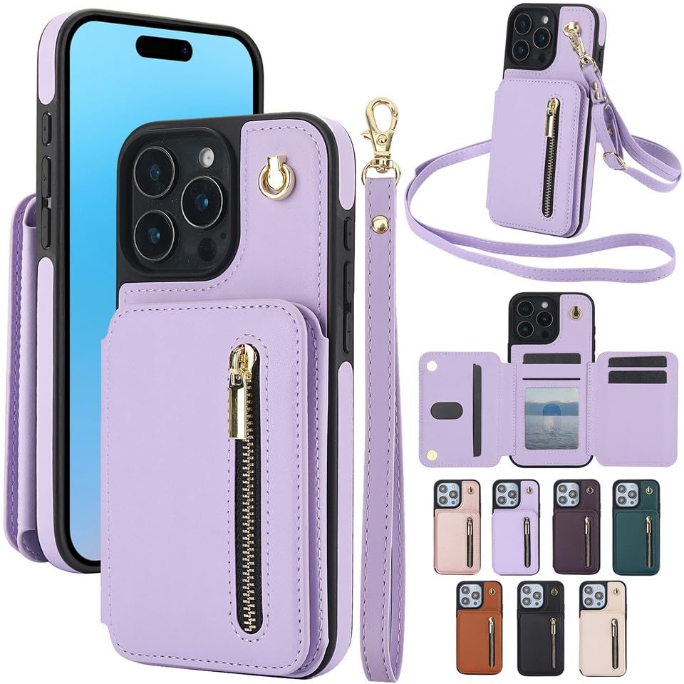Étui iPhone 14 Pro Max vert en cuir de style minimaliste avec clapet - 7