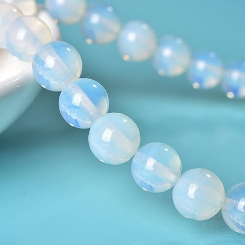 Miniatura 4 de Cuentas sueltas redondas de ópalo blanco precioso para la fabricación de joyas (4 mm, ópalo blanco)