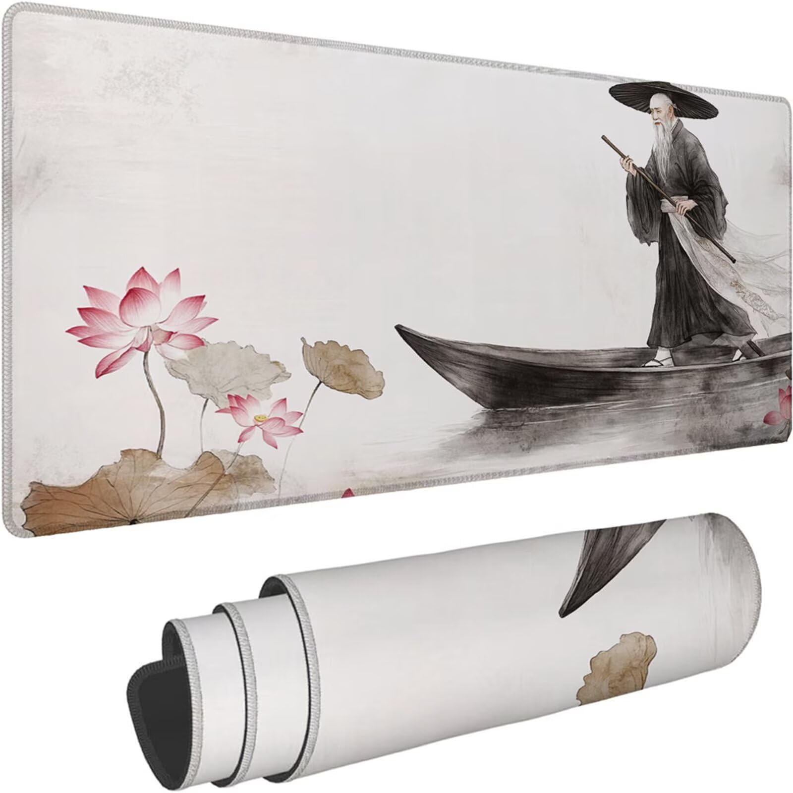 Gamingowa podkładka pod mysz 1200 x 600 x 3 mm, XXL, wodoszczelna, odporna na ścieranie, z przyszytymi krawędziami, biała, podkładka na biurko, poprawia prędkość i precyzję, do komputera, laptopa