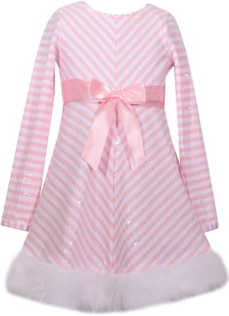 Bonnie Jean Big Girls Tween 7-16 Sequined Bodice Rhinestone Bow Long Sleeve Santa Dress