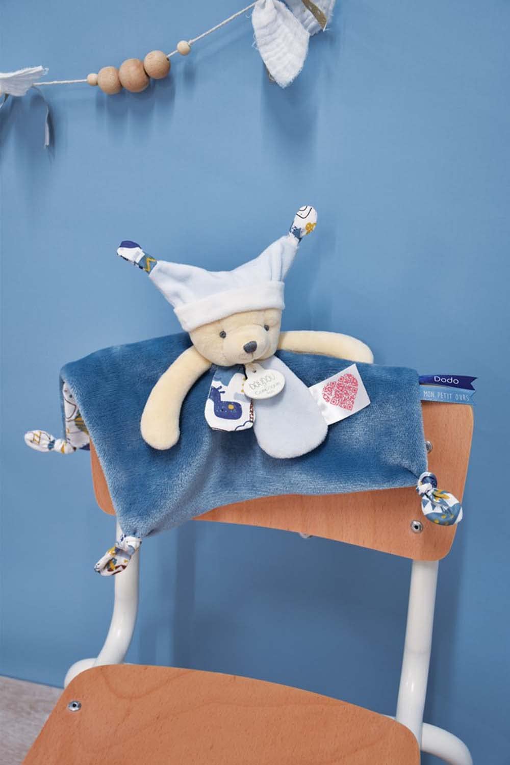 Doudou et Compagnie - Les Petits Futés DC4059 Cuddly Toy Bear Blue 25 cm Blue, 25 cm x 7 cm - Image 3