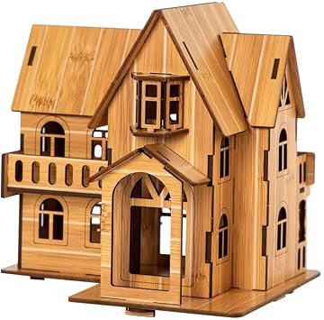 Log Cabin Mini House 3D Wooden Puzzle Building Kit for Adults Teens | Laser-cut eco wood decor gift for teens & adults 14+, mostly glue-free assembly house building craft