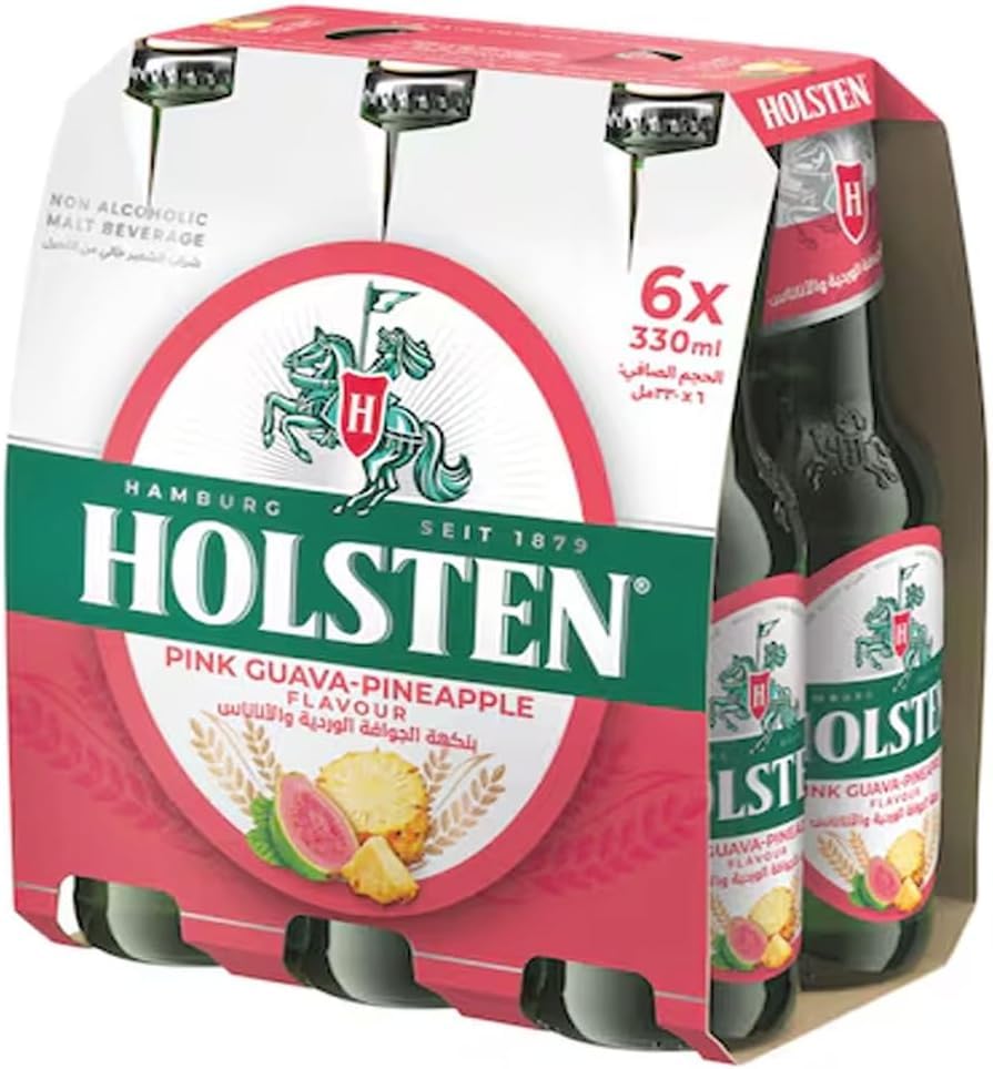 Holsten Pink Guava-Pineapple Flavour Non Alcoholic Malt Beverage, 6 x 330ml Glass Bottles (From Jeddah) Get Free Flavourito Kunafa Chocolate 20g From DECADENT FOODS-image-7