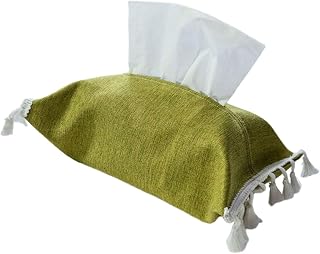 Elegante caja de pañuelos de tela resistente portátil para decoración del hogar y la oficina con materiales de lino de algodón suave