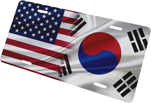 South Korea America Flag Decorative Aluminum 6 x 12 in Personalized Sign