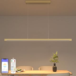 40W Gold Linear Pendant Light Aluminum, 54" Dimmable Island Light