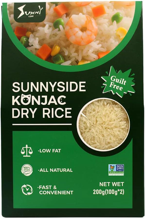 Sunnyside Shirataki Dry Rice 1 Pack Konjac Rice Substitute Low Fat Zero Sugar Gluten Free Vegan Friendly For Sushi, Stir Fry and Curry