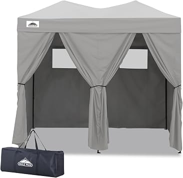 EAGLE PEAK Outdoor Pop Up Changing Room 8x4 ft, 2-Room Portable Privacy Shelter for Beach, Pool, Photoshoots or Dressing Room, Gray