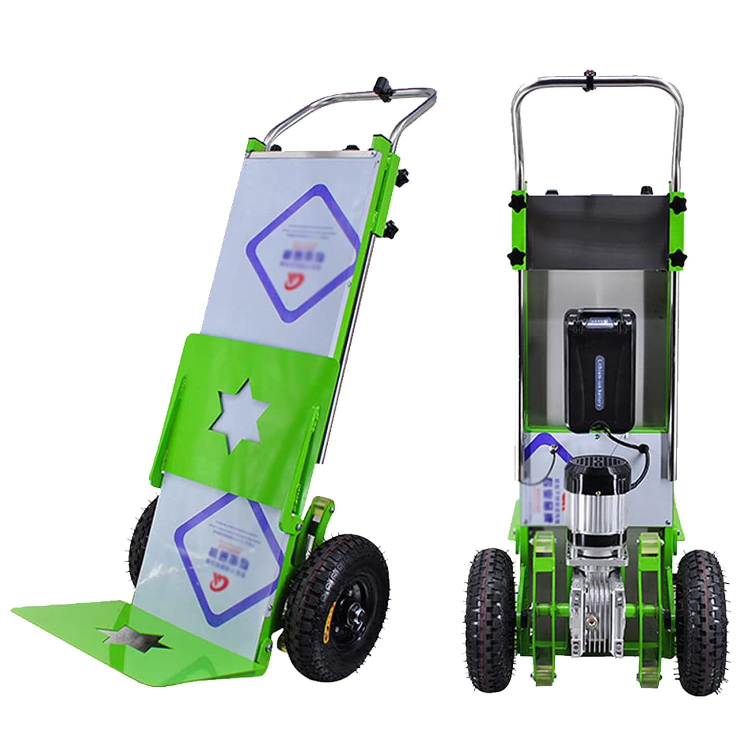 Carrello Saliscale Elettrico,capacità di Carico400kg,Altezza Retrattile115cm-165cm,1200w E Batteria Rimovibile,Motore Brushless,Carrello per Sacchi Oggetti Pesanti su E Giù Scale