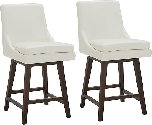 Miniatura 13 de CHITA Taburete de bar giratorio de altura de mostrador, taburete de bar tapizado, altura del asiento de 26.8 pulgadas de alto, piel sintética en