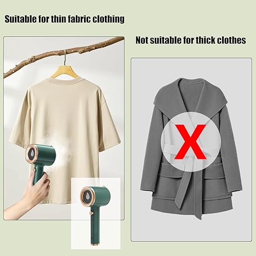 Miniatura 6 de KEANVIK Vaporizador portátil de mano pequeño para ropa tamaño de viaje, mini máquina de planchar eléctrica 2 en 1 para ropa y cortinas (verde)