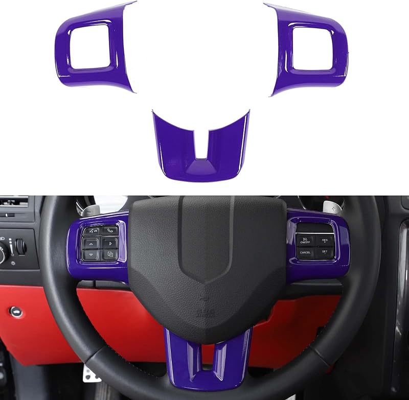 Acabamento para Volante Linskip em ABS Roxo Compatível com Dodge Dart, Challenger, Charger, Durango e Journey, Kit com 3 Peças