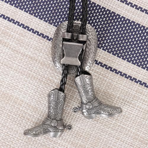 Image of Bolo Ties for Men Western - 3D Cowboy Hat Design With Vintage Boots, Western Bolotie Bola Tie