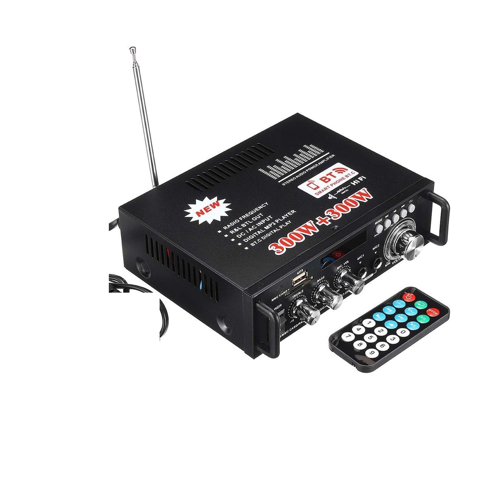 Hifi. Wzmacniacz Bluetooth Home Sound Audio Procesor Teatr Wzmacniacze Odtwarzacz Muzyczny z pilotem(110-V)