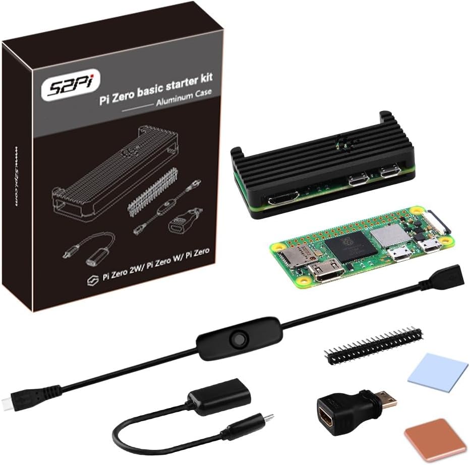 GeeekPi Raspberry Pi Zero 2W Starter Kit with Aluminum Case