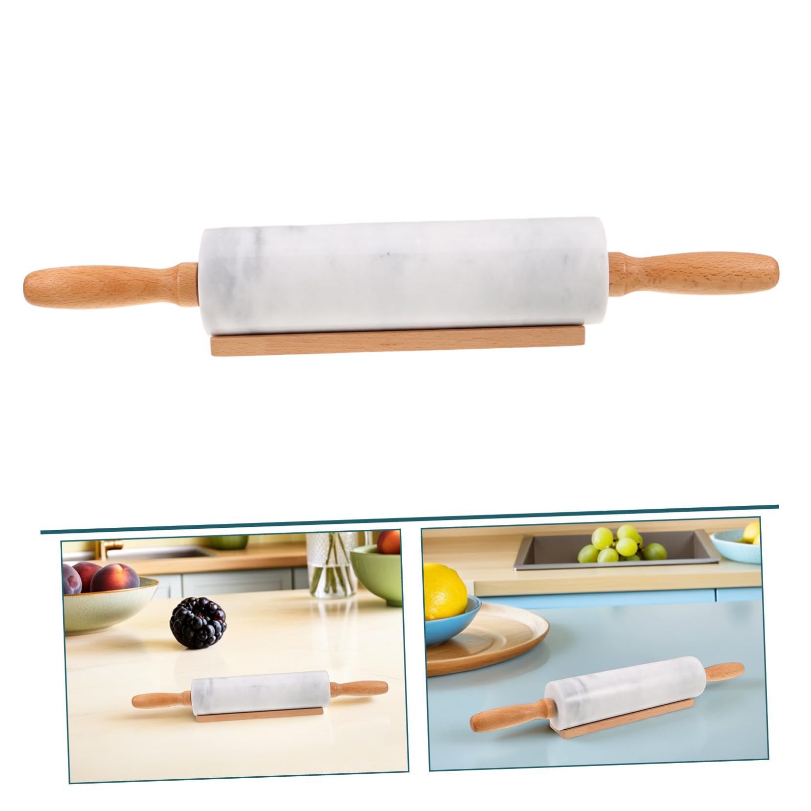 3 Piezas Rodillo de Mármol para Hornear Diseño Ergonómico Antideslizante Superficie Pulida sin Adherencias Resistente y Fácil de Limpiar para Masa Pasteles Pizza y Fondant Cocina