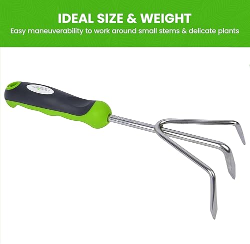 Miniatura 4 de Garden Guru - Cultivador de mano de acero inoxidable con mango ergonómico, ideal para jardinería, cultivo, aflojamiento y deshierbe (paquete de 2)