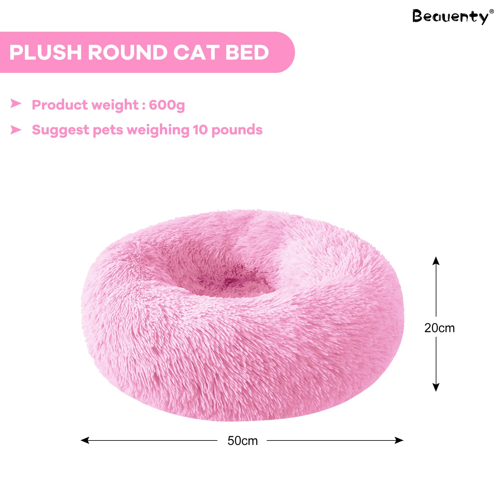 بيونتي سرير قطط دائري من القطيفة، سرير كلب صغير فائق النعومة، عش للقطط مع قاعدة غير قابلة للانزلاق، سرير نوم للحيوانات الاليفة ذاتي الدفء، عش للحيوانات الاليفة للقطط والكلاب والقطط الصغيرة والجراء