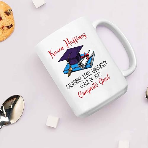 Miniatura 3 de Congrats Grad Add Photo - Taza de café de 11 onzas, 15 onzas, regalos personalizados de taza de café de graduación, nombre personalizado, grado,