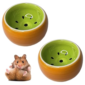 Tfwadmx Hamster Bowl, Ceramic Guinea Pig Water Bowl Small Animal Food Dish for Syrian Hamster Rabbit Gerbil Chinchilla Hedgehog Sugar Glider Rat (2 Pcs)