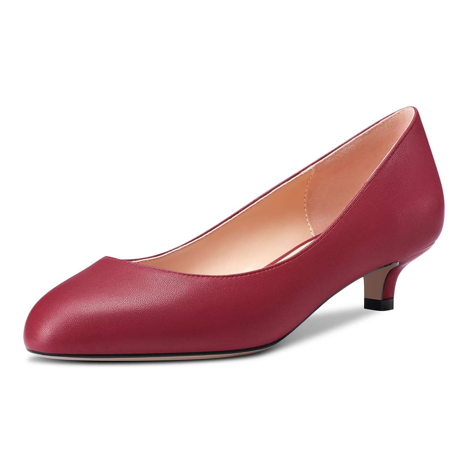 Saekcted Mujer Bajos Gatito Heel Redonda Punta Slip-on Pumps de Boda Cute 3.5 CM Heels
