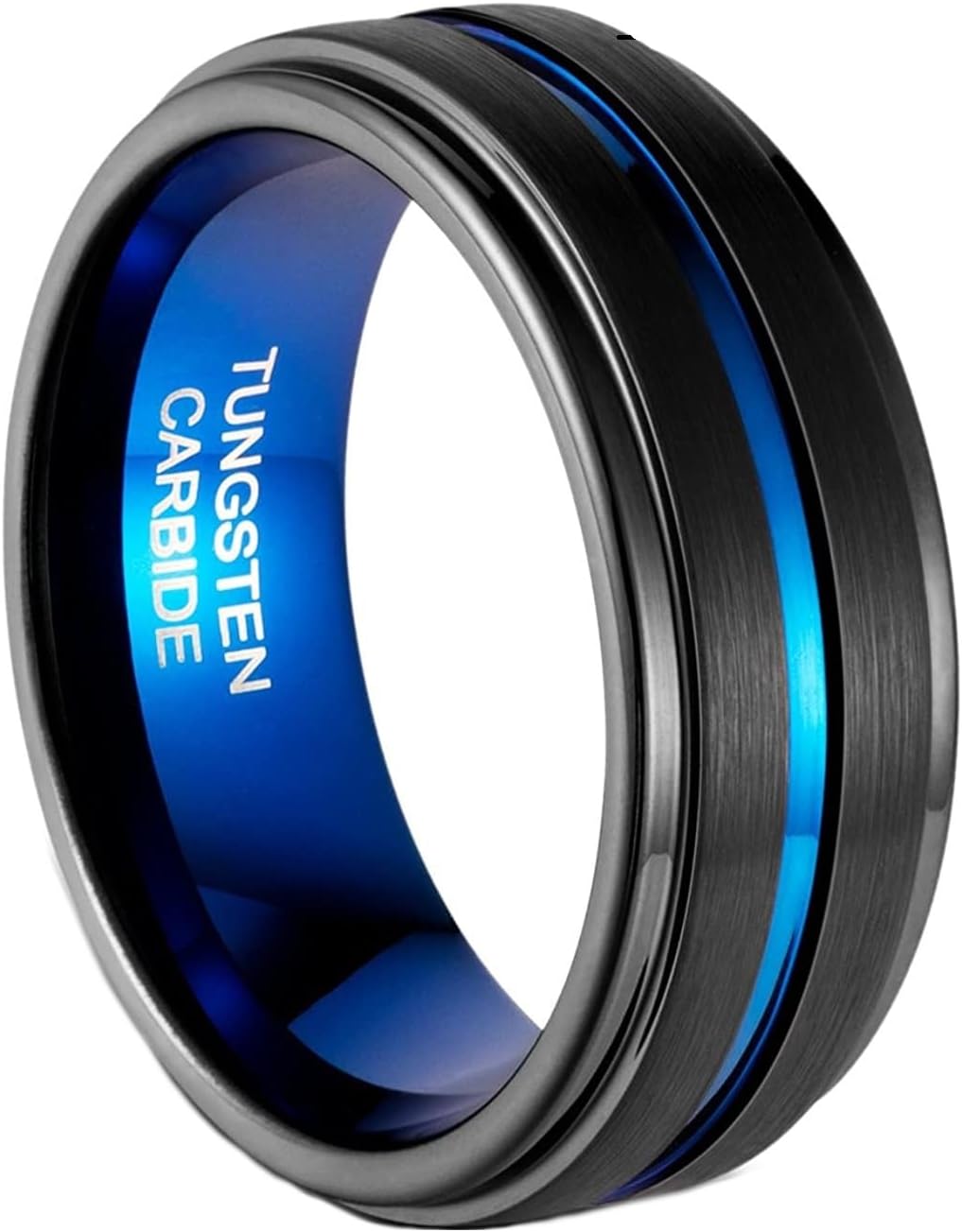 8mm 6mm Black Tungsten Carbide Comfort Fit Men Ring Wedding Engagement Band, Scratch Resistant Weighted Hypoallergenic with Jewelry Box