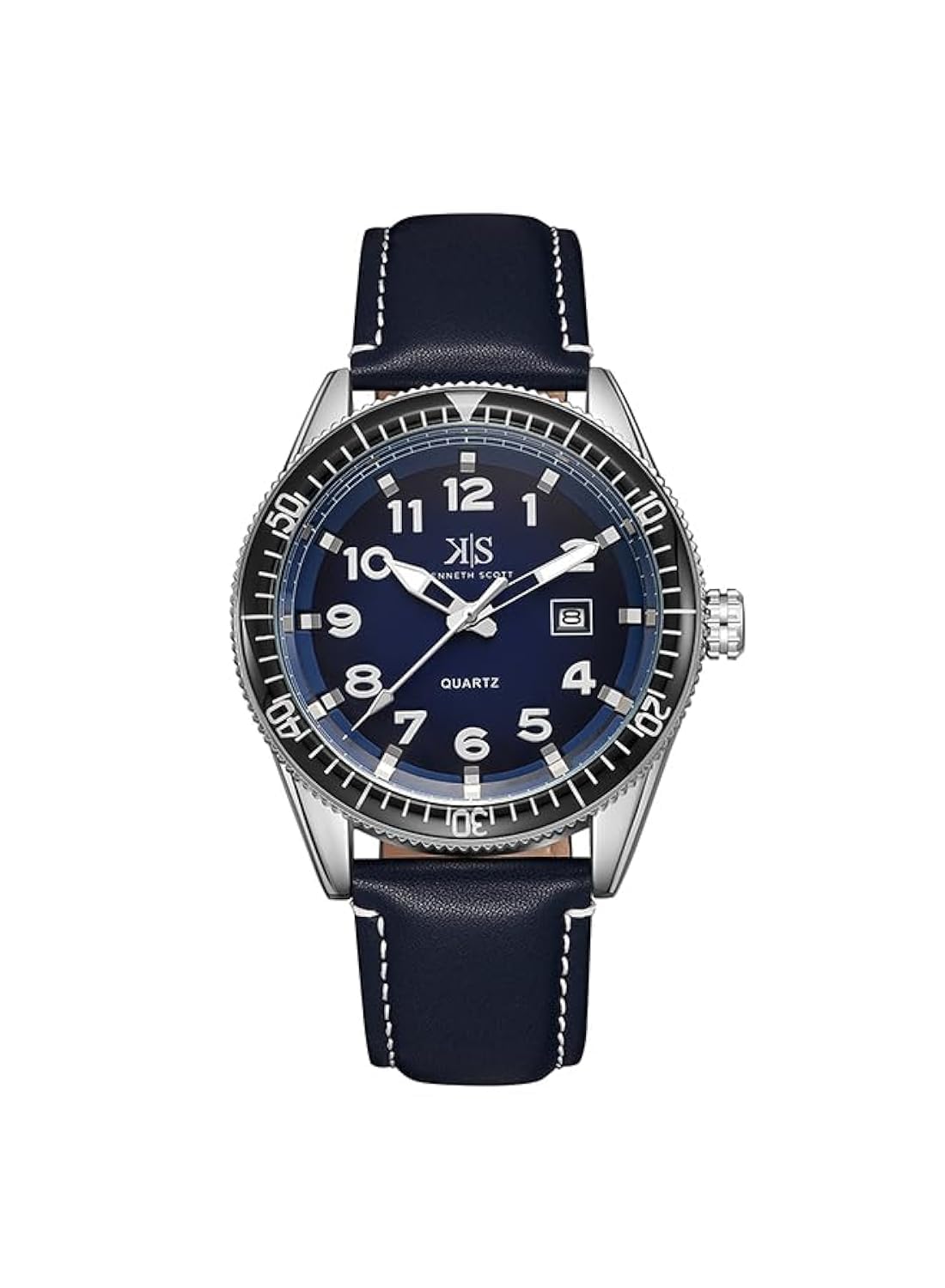 Kenneth Scott Mens Japanese Quartz Movement Watch, Analog Display and Leather Strap - K23028-SLNN, Blue, Blue, Strap (B0CP47RR3H) Amazon Price History, Amazon Price Tracker