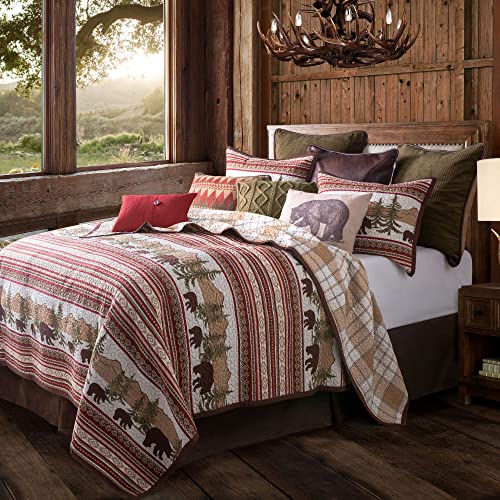 Image of Paseo Road Bear Trail 3 Piece Quilt Set with Pillow Shams, King Size