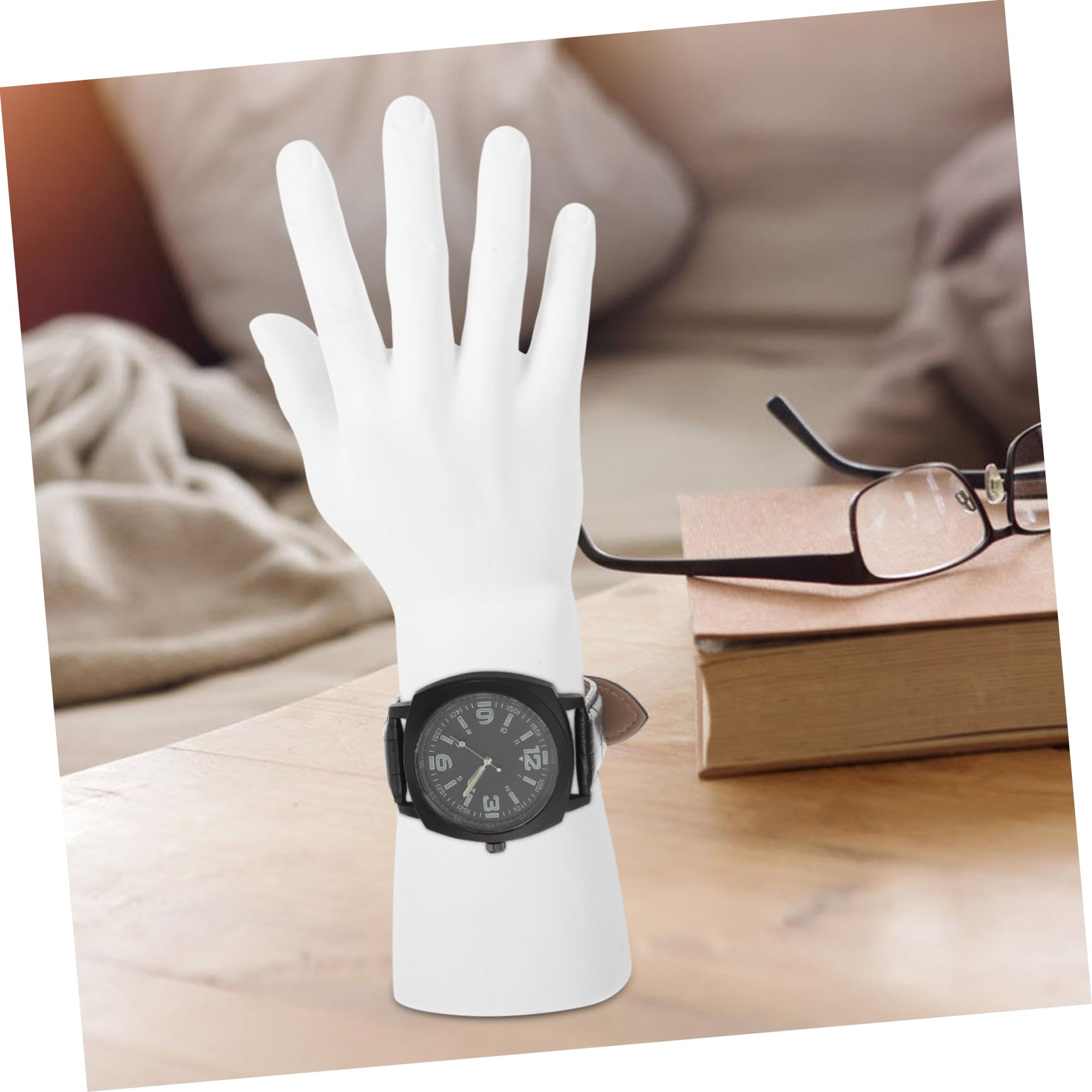 CLISPEED 1Pc Vinyl Male Hand Mannequin Display Stand for Rings Watches White Jewelry Holder Rack Lightweight Portable Jewelry Organizer for Home Vendors
