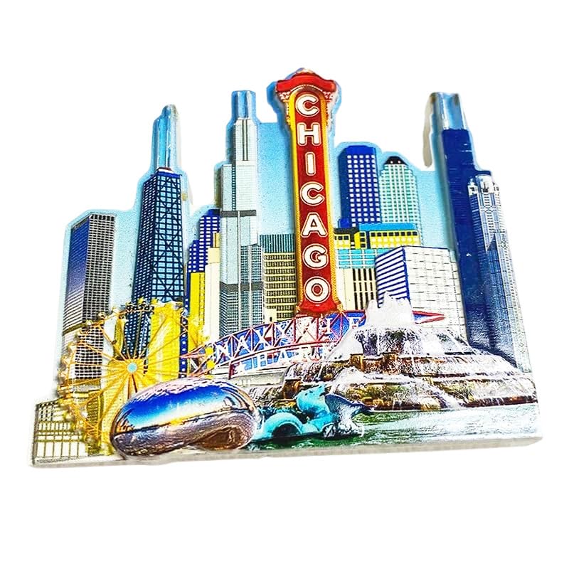 Imán 3D Skyline Chicago, Monumentos Icónicos