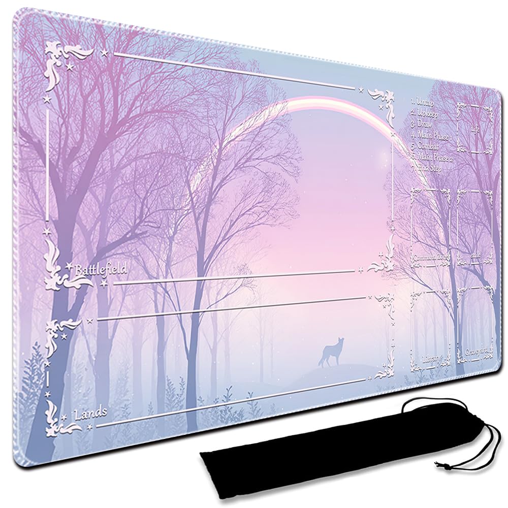 MTG Playmat,With Waterproof Storage black Bag Szie 60 x 35CM , With Zone MTG playmat Stitched Edges Game Play Mat Trading Card Game Playmats TCG Game Mat (With Zone,13) — image 1