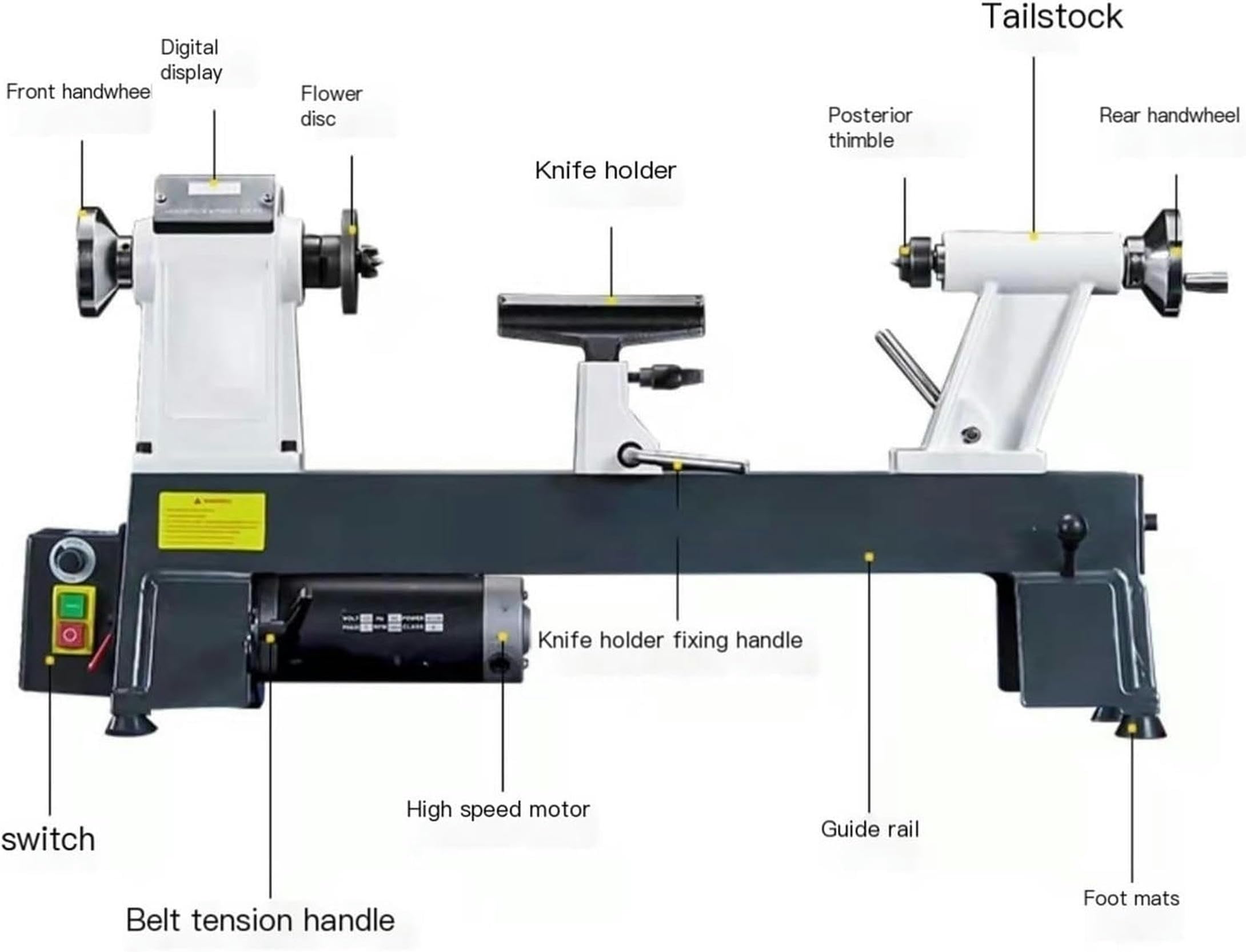 Mini Torno de Metal de 29,5x7,87 Pulgadas, máquina CNC de 900W for carpintería, Torno Multifuncional de 3 velocidades de Velocidad Variable Continua 650-1450/1250-2850/1650-3800RPM