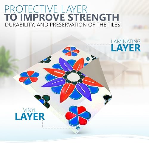 Miniatura 4 de Backsplash despegar y pegar Set de adhesivos de azulejos 24piezas auténticos azulejos adhesivos cocina y baño adhesivos de vinilo de pared fácil de