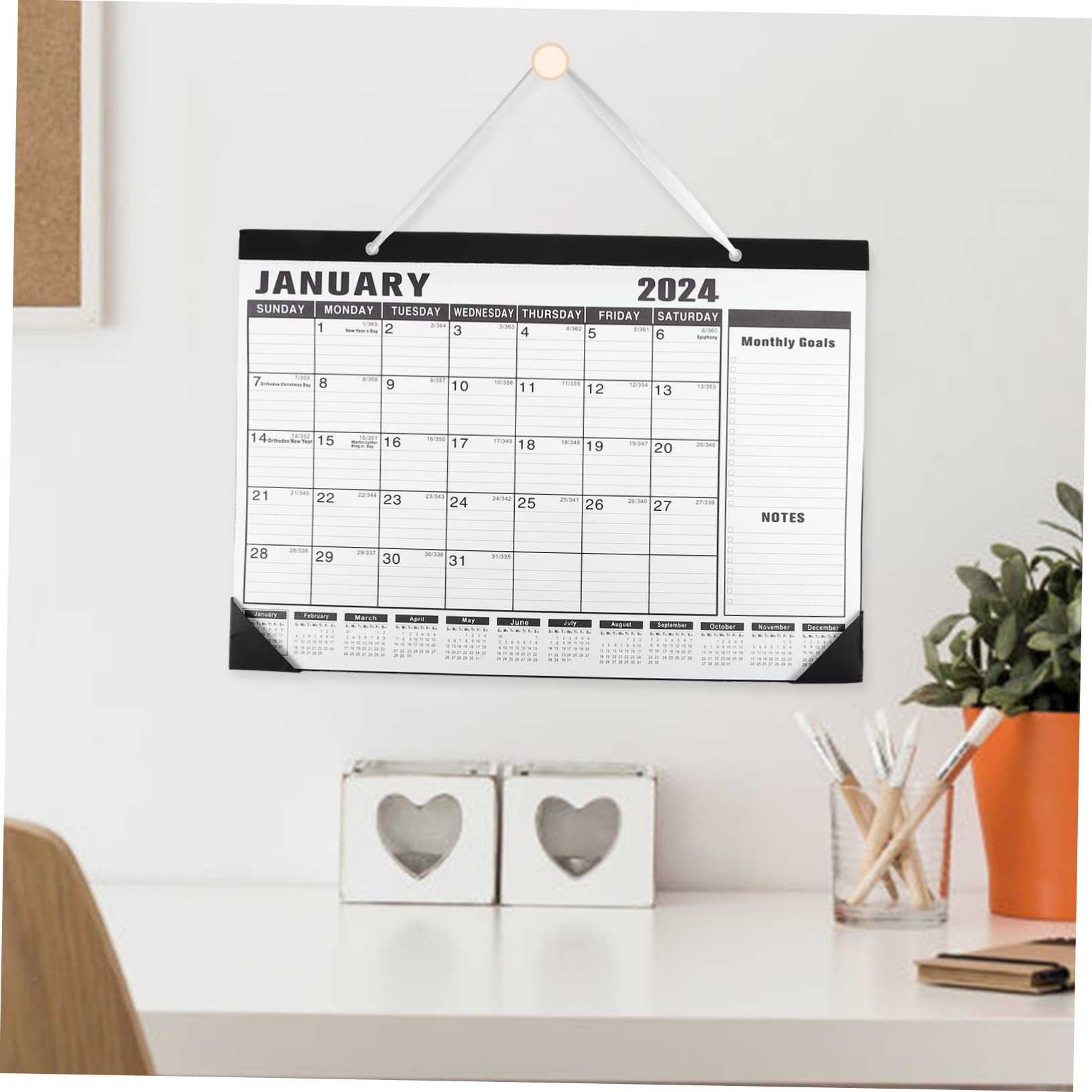 VILLCASE 4 Pezzi Calendario Mensile Inglese Conto Alla Rovescia Per Ufficio Domestico Con Robusto Spazio Per Appendere Alla Parete E Scrivere