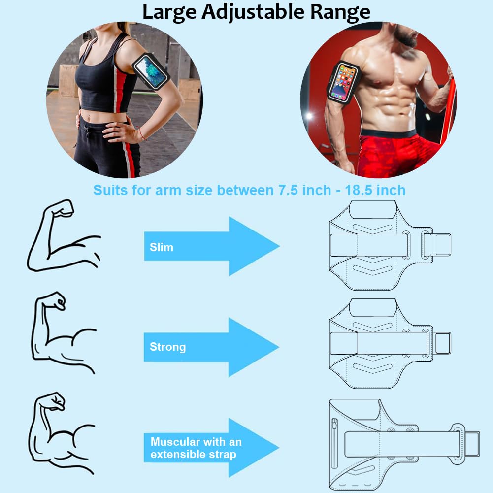 Soporte de teléfono para correr, banda de brazo para correr para iPhone y Samsung Galaxy para tamaño L