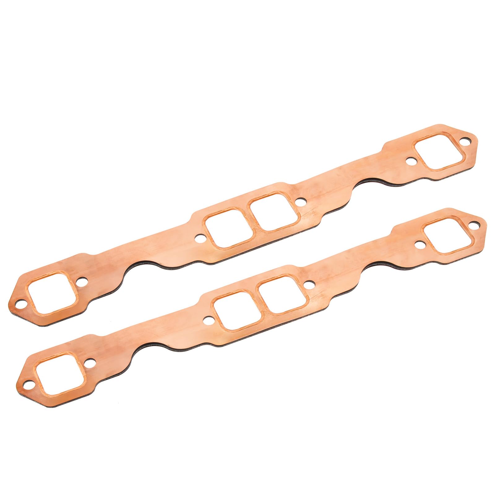 Sorello 2 PCS Engine Exhaust Manifold Gasket Set, Layered Gasket for Square Port, Reusable Repair Copper Header Collector Gaskets Replacement for