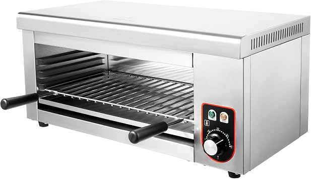 Electric Cheese Melter Salamander Broiler 1500W Countertop Raclette Grill 122-572F Stainless Steel Toaster Oven Restaurant Kitchen BBQ Grill