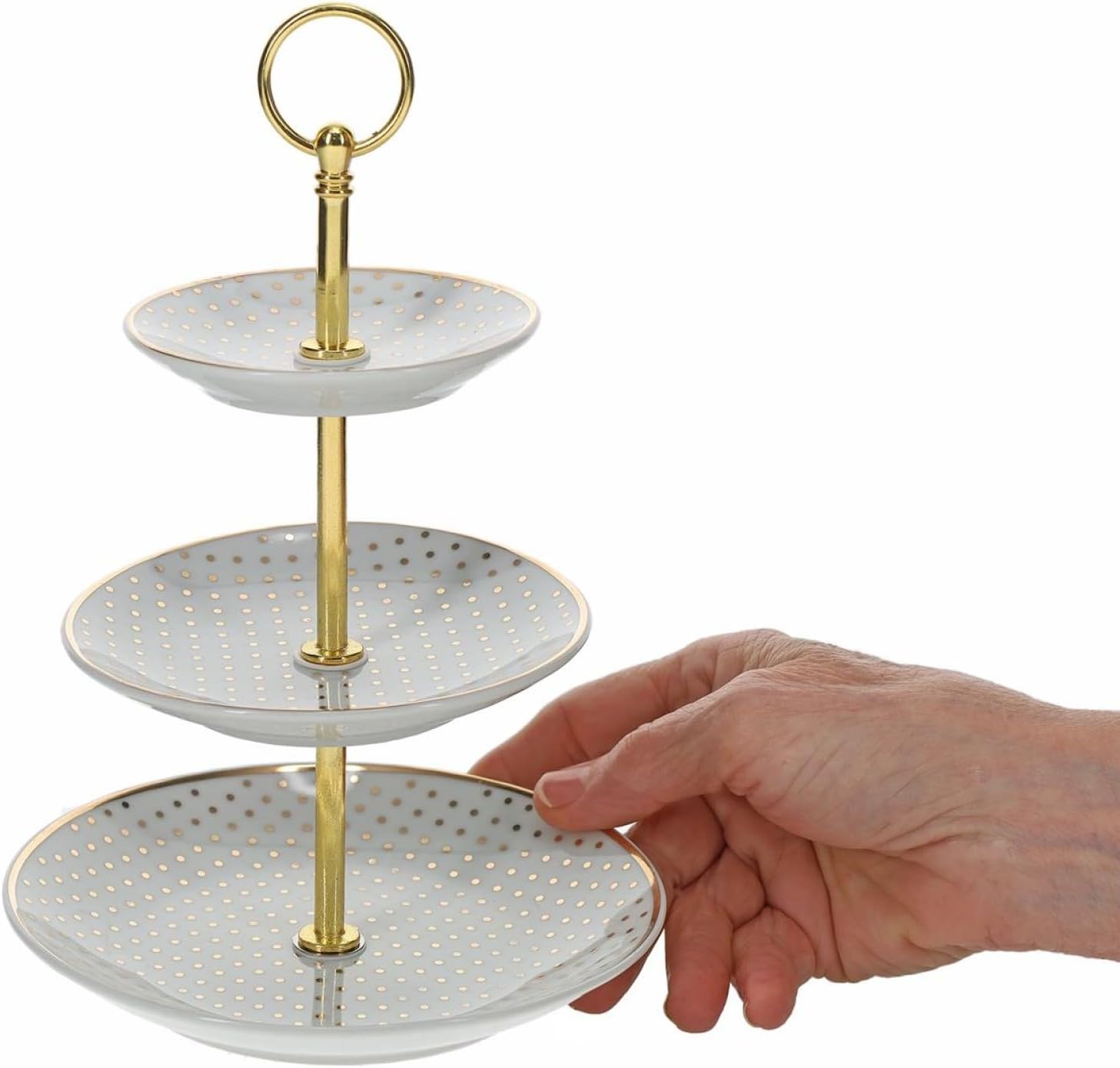 PA Essentials 3-Tier Ceramic Plate Tray, 4 Set Case - Jewelry Organizer, Trinket Dish, Ring Holder, Craft Storage, Coin Tray, Vanity Decor, Bathroom Counter, Dresser Top Display image 4