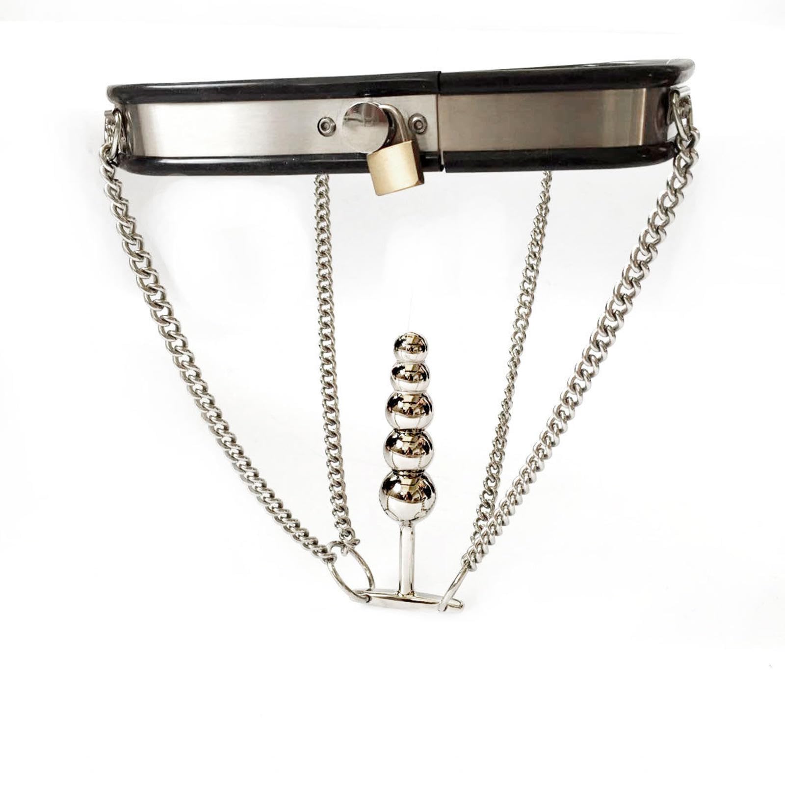 Keuschheitsgürtel Für Damen Mit Plug Extrem Keuchheitsgüŕtel Frauen Frau Metall Edelstahl Abschließbare Set Verstellbar Xxl Schloss Cchastity Belt Women Lock Chastity,A-60-90cm