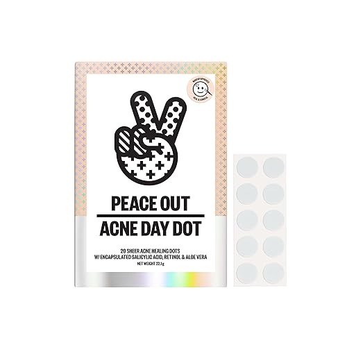 PEACE OUT Skincare Acne Day Dot  Parches hidrocoloides transparentes de acción rápida de 6 horas con ácido salicílico  Ultrafino, prácticamente