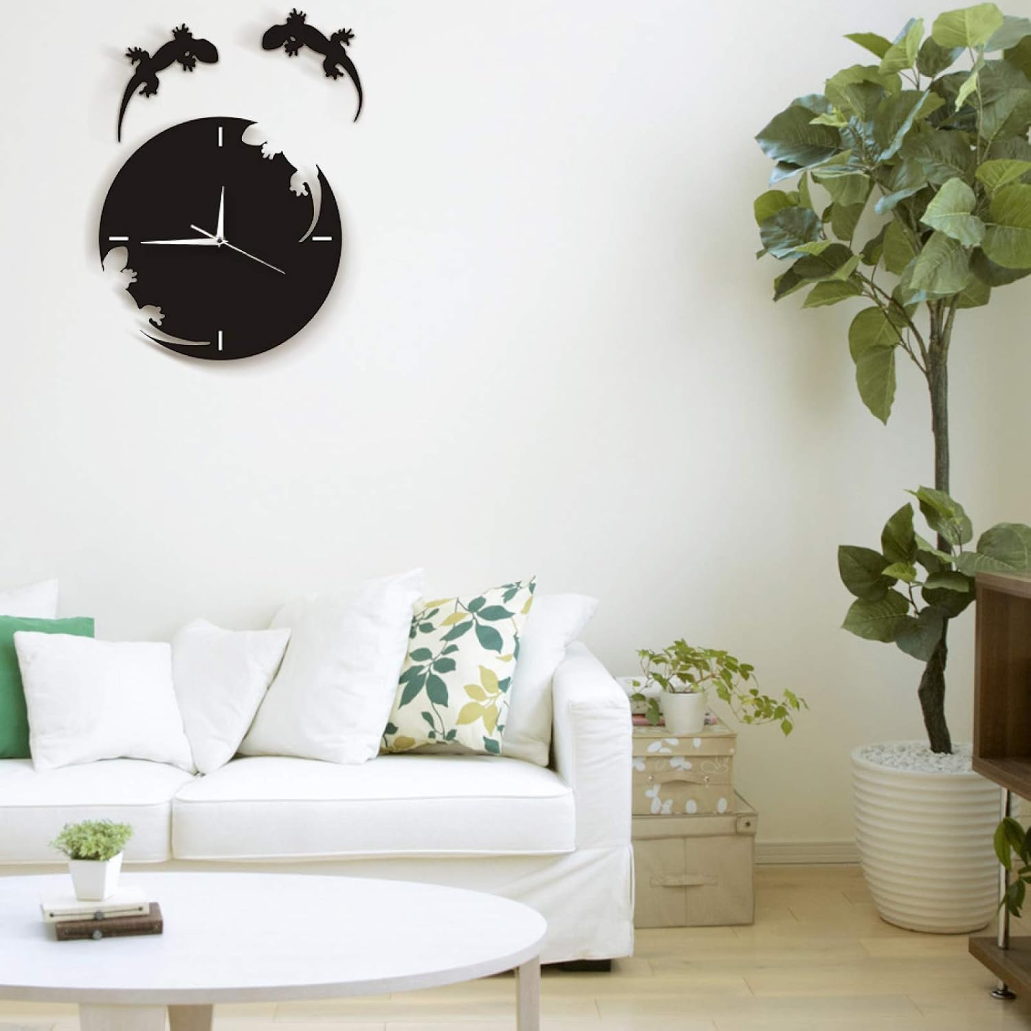 Orologio da Parete Gechi Fuga Dall'orologio da Parete Design Moderno Salamandra Geco Lucertola Orologio da Parete Animale Silhouette Rettile Home Decor