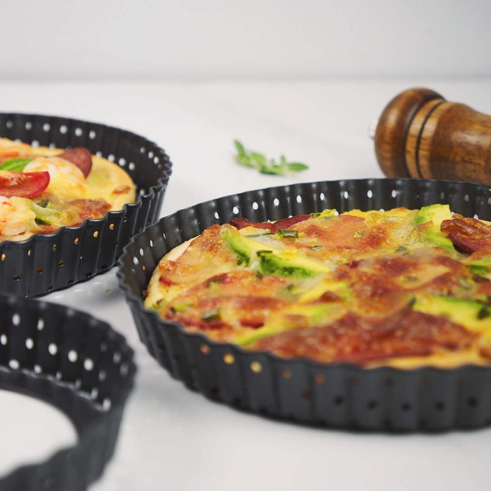 Moule À Tarte Antiadhésif 3 Pièces Avec Base Libre, 3 Moules À Flan Cannelés Et Tarte / Quiche De Différentes Tailles, Plat De Cuisson Pour Créer Des Gâteaux Au Fromage Crémeux, Des Gâteaux Au Chocola