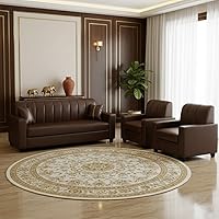 FURNY Cosmos 5 Seater Leatherette 3+1+1 Sofa Set (Brown) Premium Velvet Finish | Durable Comfort | Ideal for Living Room