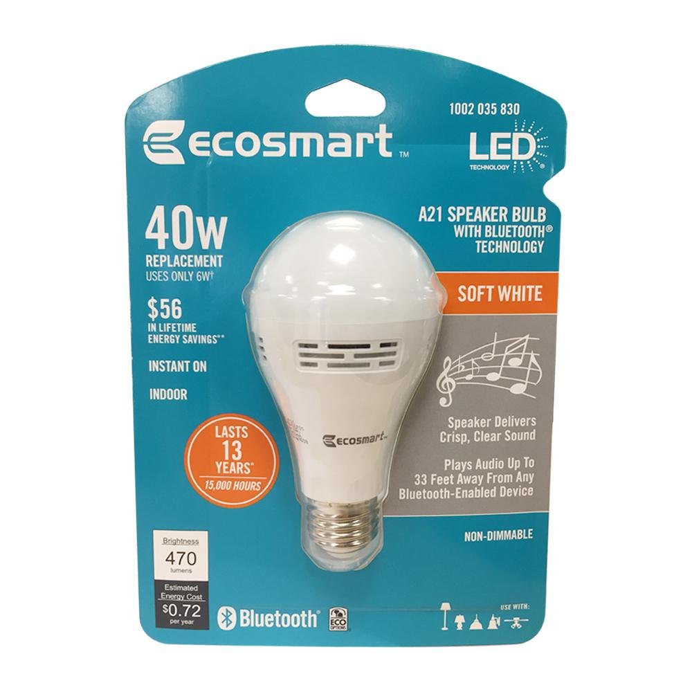 Ecosmart Led A21 Speaker Bulb With Bluetooth Technology