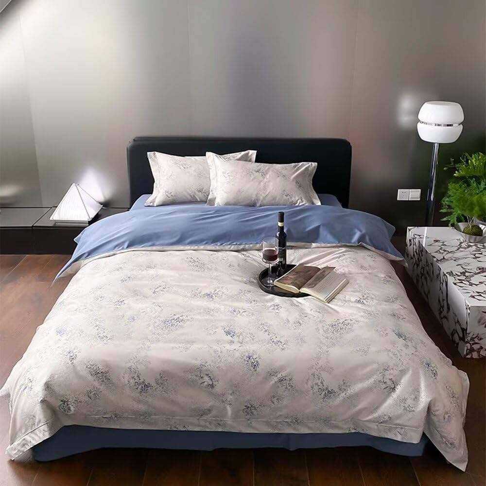 Parure de lit bleu avec taies d'oreiller pour lit simple et literie d'hôtel