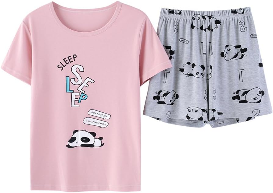 VopmocldBig Girls' Lovely Sleepy Panda Sleepwears Cute Cartoon 2PCS Pajama Sets