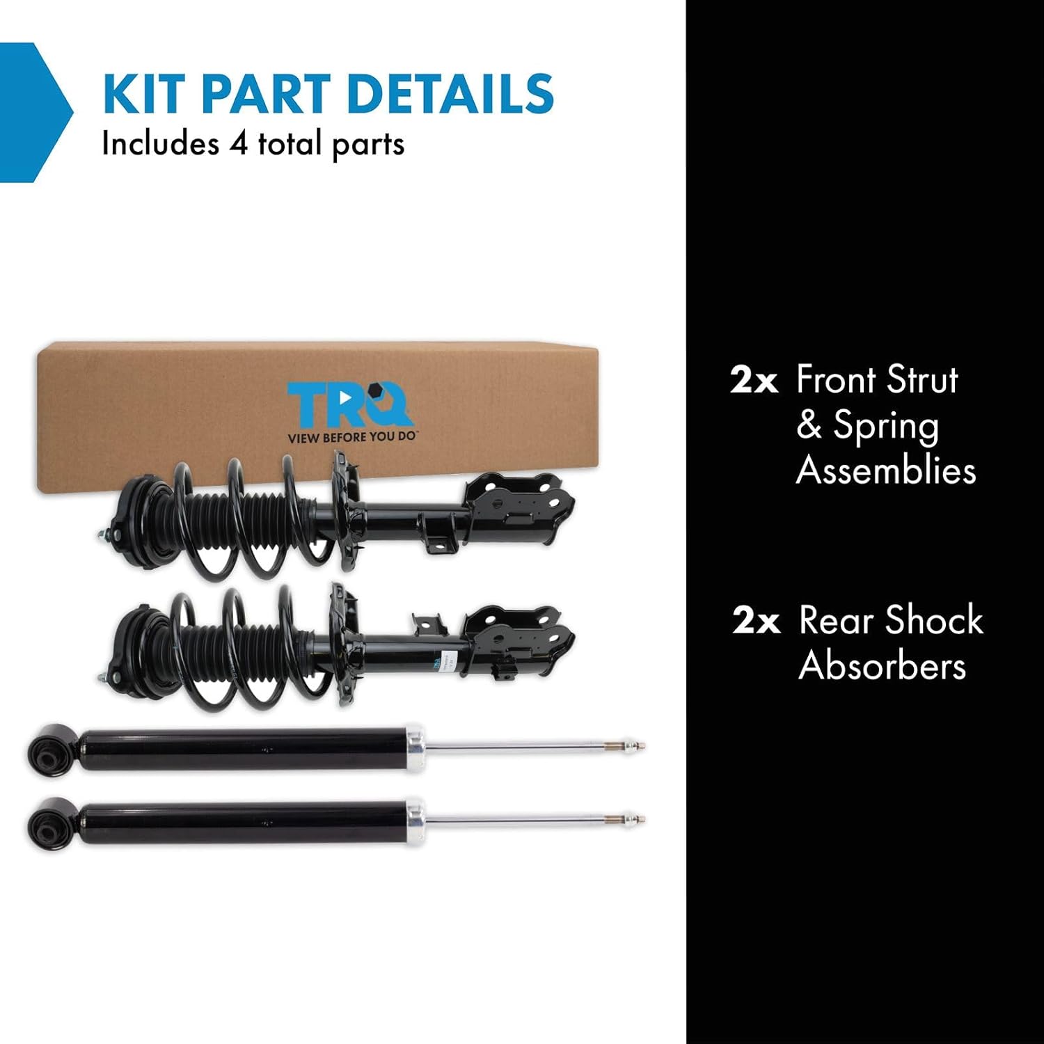 TRQ Front and Rear Complete Strut Assembly & Shock Absorber Kit Complete Strut & Coil Spring Assembly Compatible with 2019-2020 Hyundai Tucson